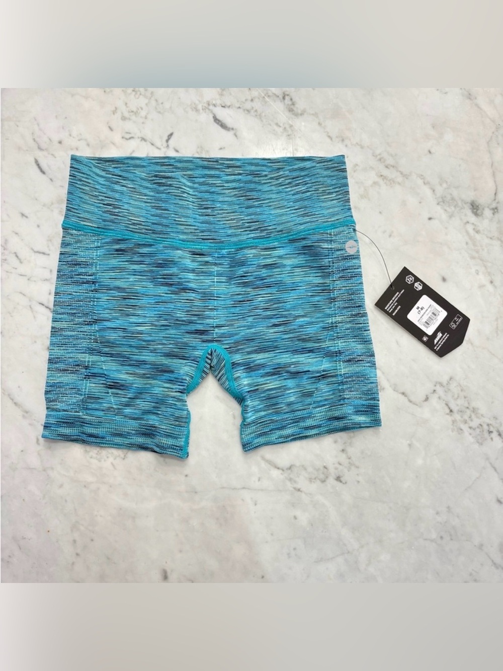 Avia Turquoise Space-Dye Athletic Bike Shorts